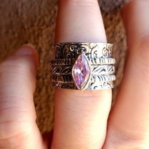 New Pink Topaz 925 Silver Spinner Meditation Ring.